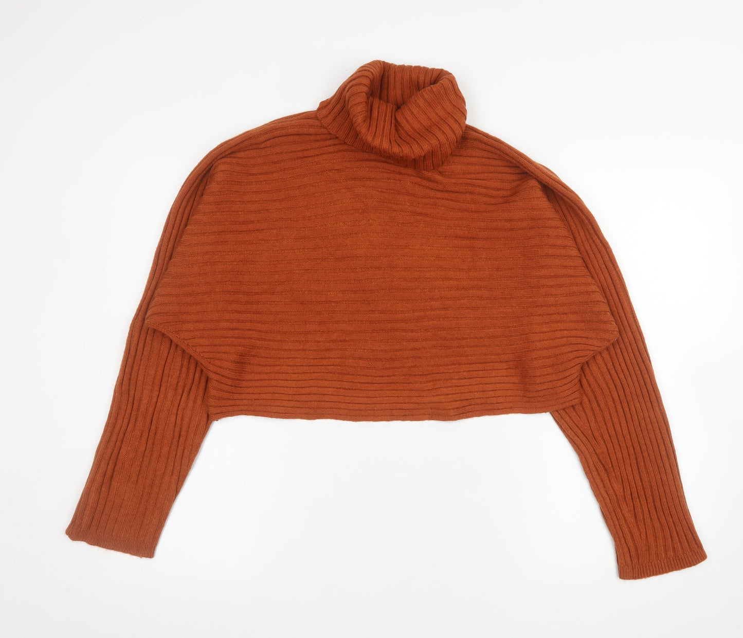 New Look Women Brown Roll Neck Ribbed Knit Long Sleeve Jumper Size L