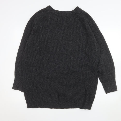 Uniqlo Mens Grey V-Neck Wool Blend Pullover Jumper M