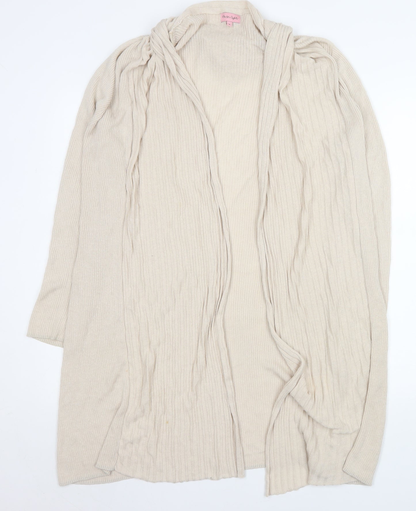 Phase Eight Women Beige Long Sleeve Open Knit Cardigan Size 16