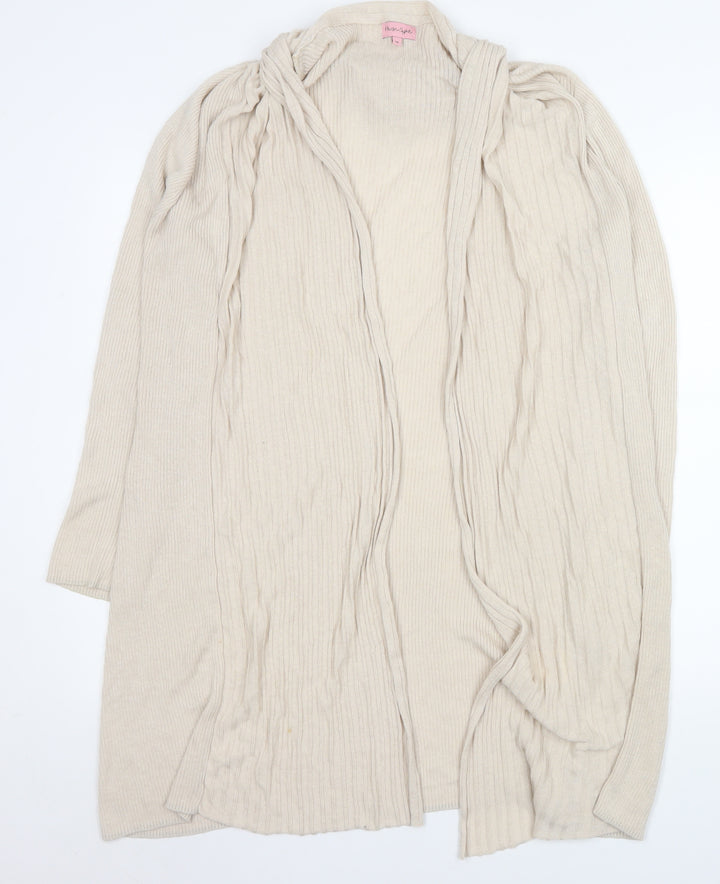 Phase Eight Women Beige Long Sleeve Open Knit Cardigan Size 16