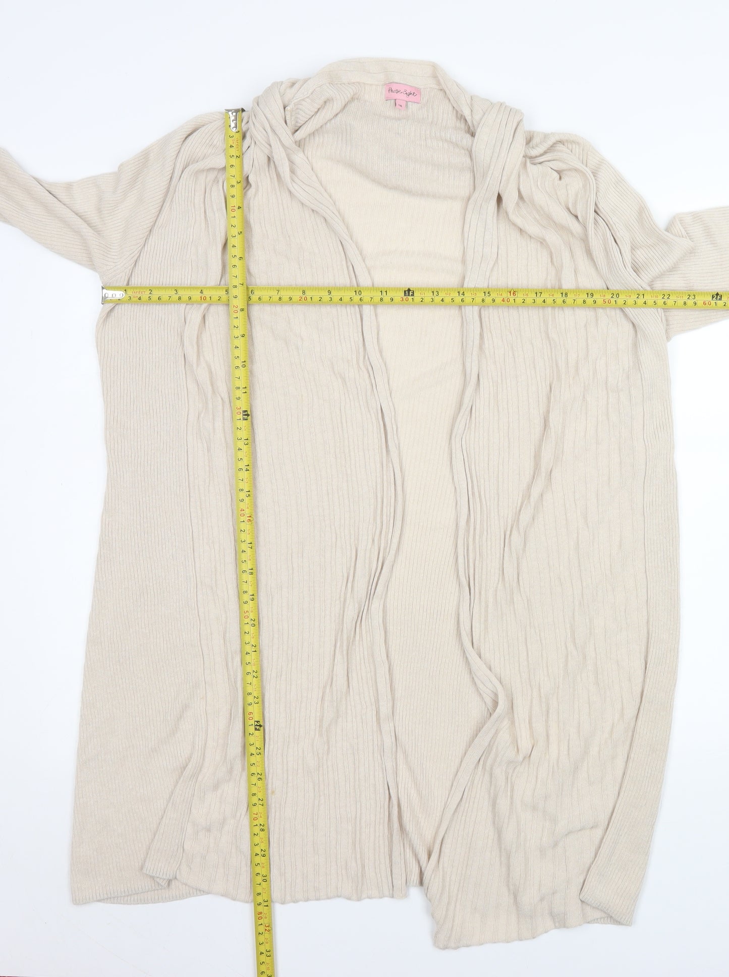 Phase Eight Women Beige Long Sleeve Open Knit Cardigan Size 16