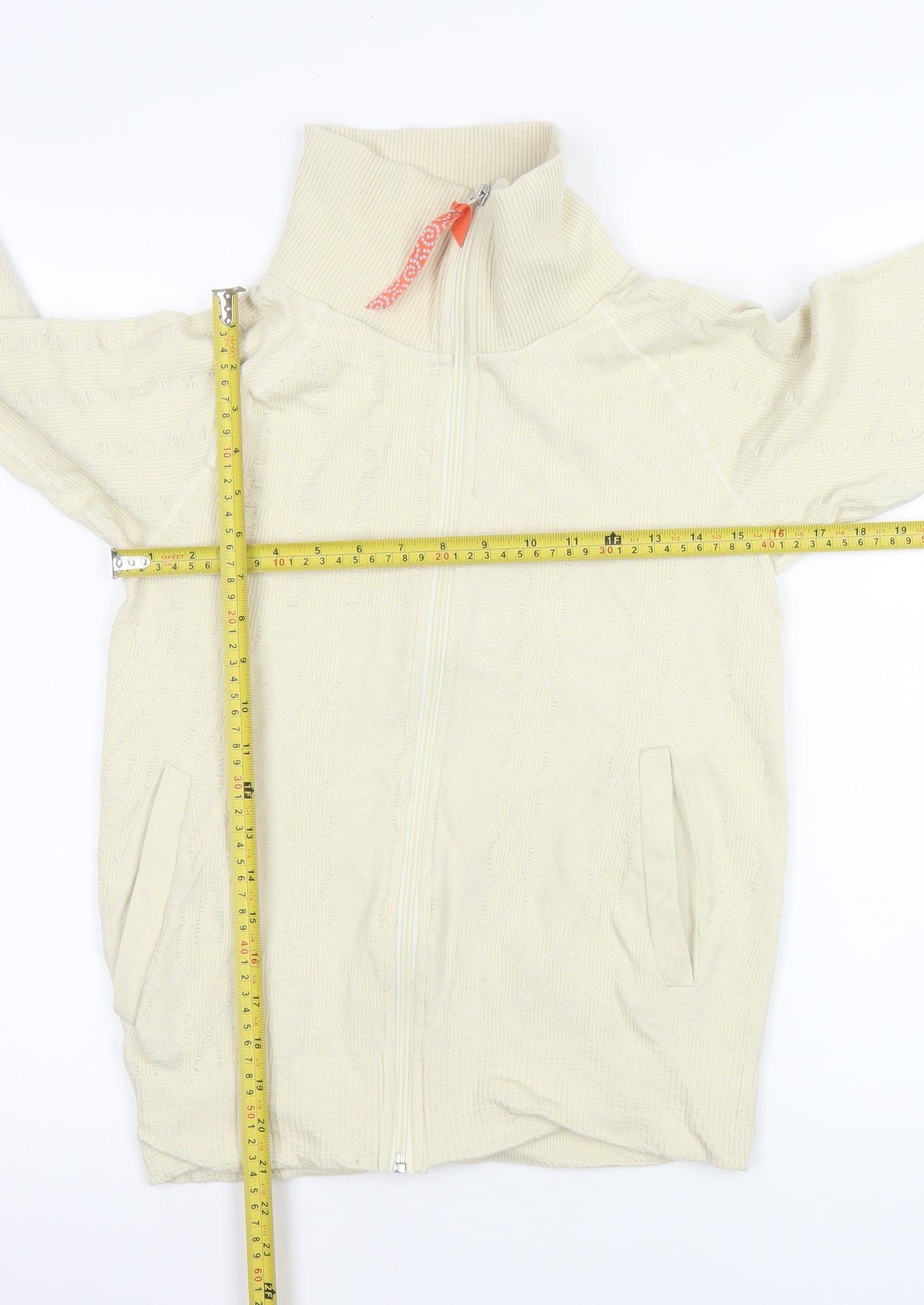 OTI Womens Ivory Knit Full Zip Jacket Size S Classic Style