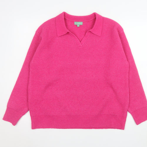La Marey Women's Pink Collared Pullover Knit Jumper Size M
