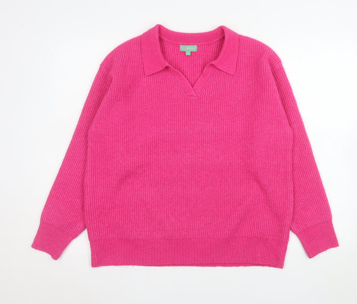 La Marey Women's Pink Collared Pullover Knit Jumper Size M