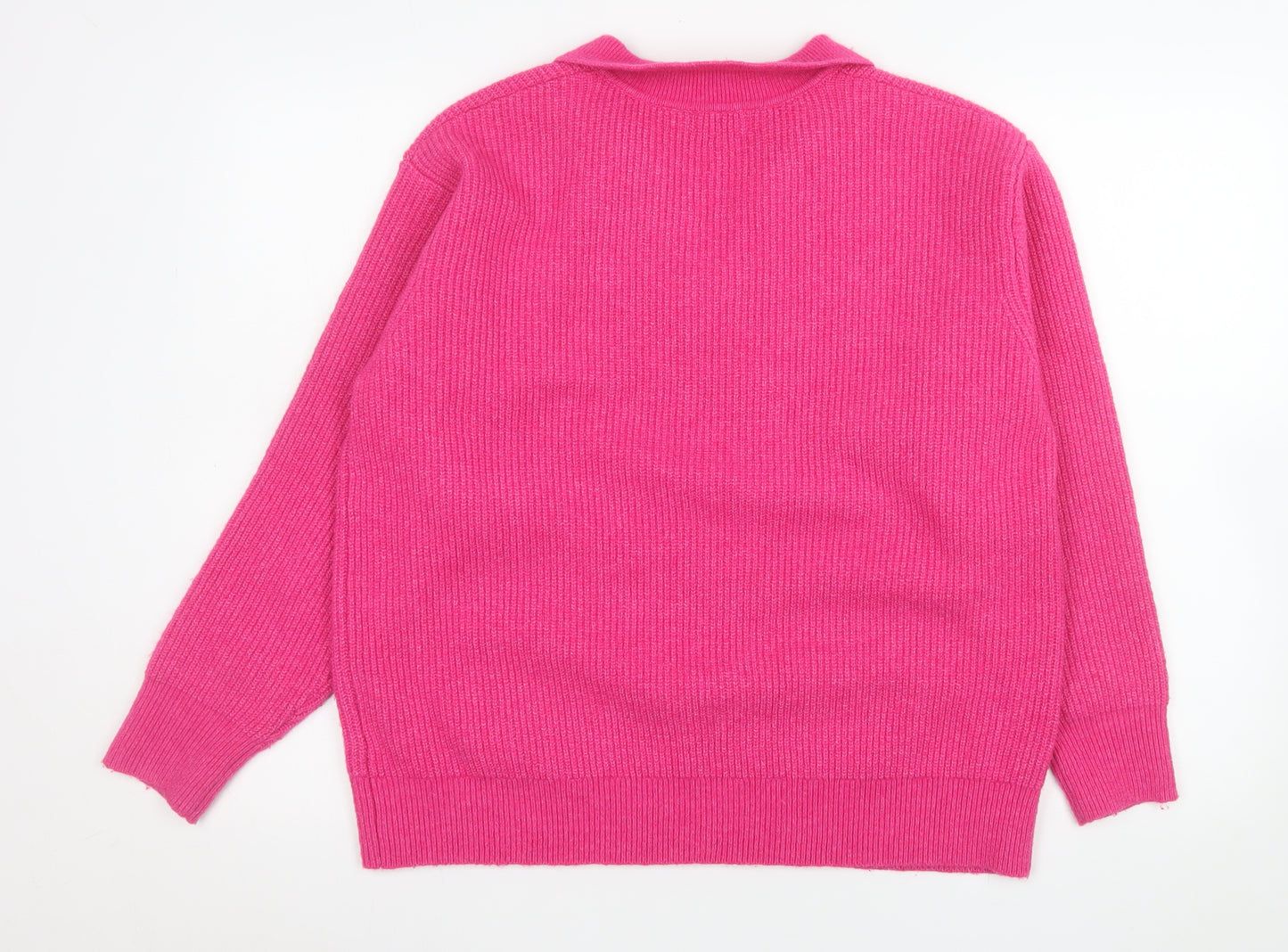 La Marey Women's Pink Collared Pullover Knit Jumper Size M