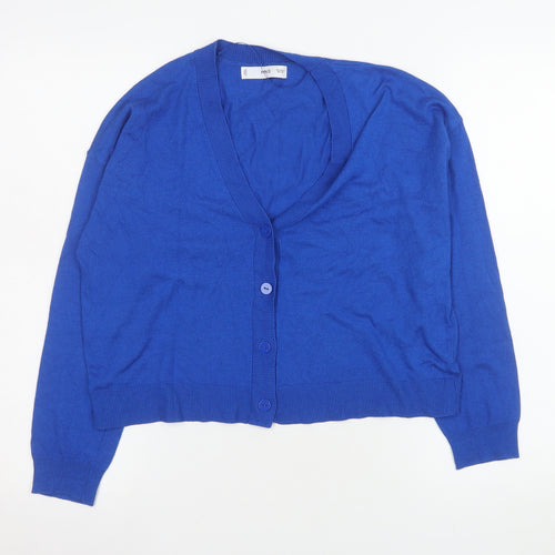 Mango Women's Blue V-Neck Button Knit Cardigan Size S