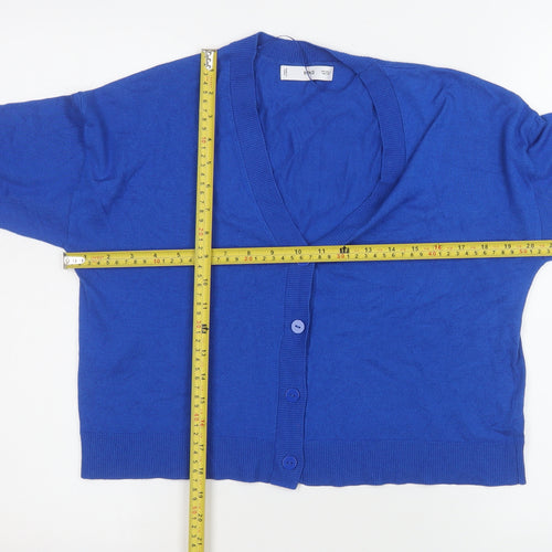 Mango Women's Blue V-Neck Button Knit Cardigan Size S