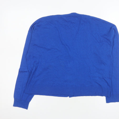 Mango Women's Blue V-Neck Button Knit Cardigan Size S