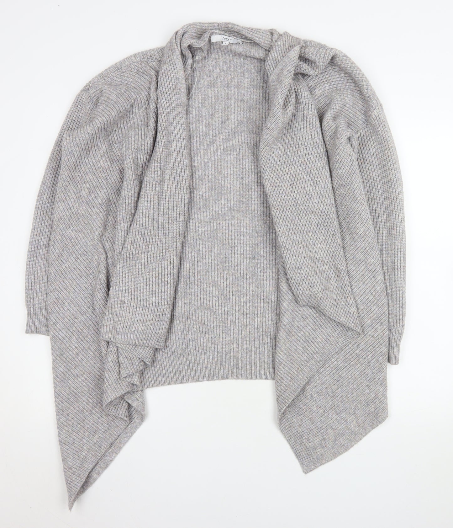 Next Women’s Grey Ribbed Knit Open Cardigan Size 14