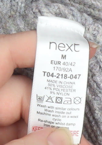 Next Women’s Grey Ribbed Knit Open Cardigan Size 14