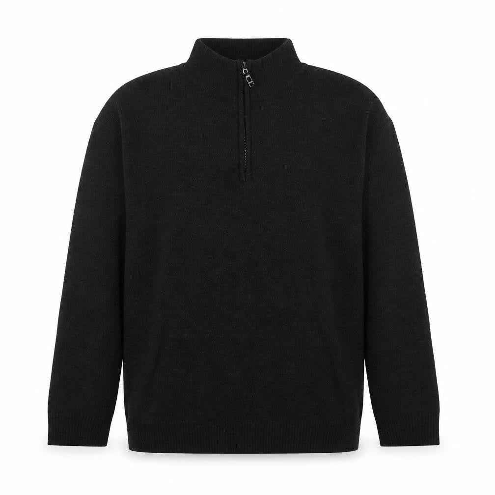 Front view of Urban Supply Men's Black XL Half Zip Knit Sweatshirt