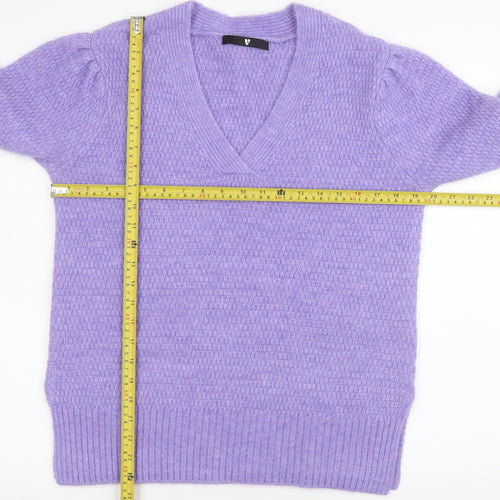 Very Women’s Purple V-Neck Long Sleeve Knit Pullover Jumper Size 10