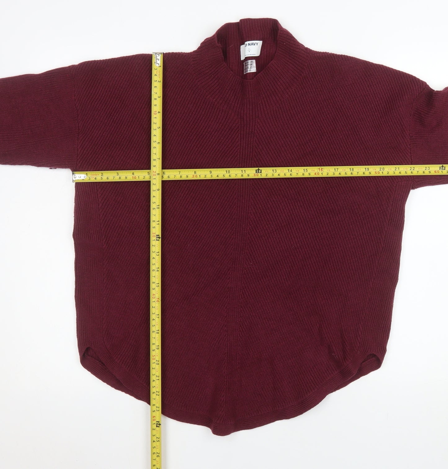Old Navy Men's Red Mock Neck Pullover Jumper Size L Cotton Blend