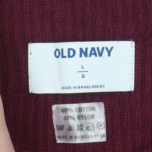 Old Navy Men's Red Mock Neck Pullover Jumper Size L Cotton Blend