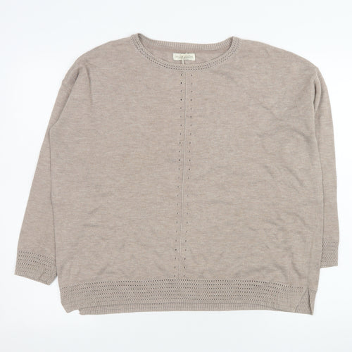 Monsoon Women's Beige Knit Long Sleeve Pullover Jumper Size M