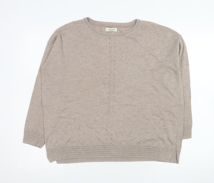 Monsoon Women's Beige Knit Long Sleeve Pullover Jumper Size M