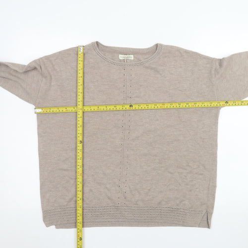 Monsoon Women's Beige Knit Long Sleeve Pullover Jumper Size M