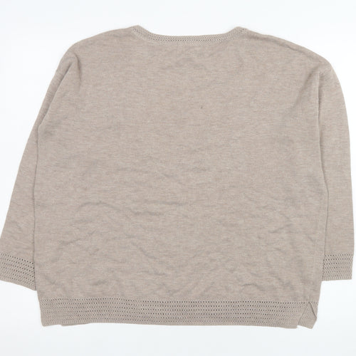 Monsoon Women's Beige Knit Long Sleeve Pullover Jumper Size M