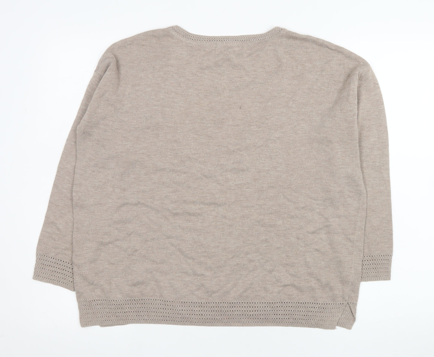 Monsoon Women's Beige Knit Long Sleeve Pullover Jumper Size M