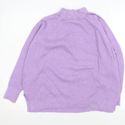 Marks and Spencer Women’s Dusted Lilac Ribbed 1/2 Zip Pullover Sweater Size L