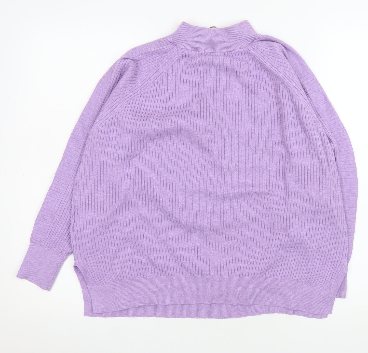 Marks and Spencer Women’s Dusted Lilac Ribbed 1/2 Zip Pullover Sweater Size L