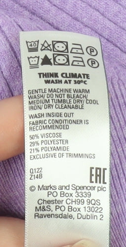 Marks and Spencer Women’s Dusted Lilac Ribbed 1/2 Zip Pullover Sweater Size L