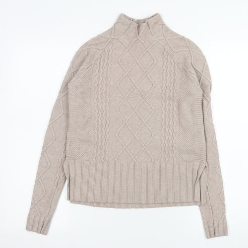 Cyrus Womens Beige Cable-Knit Mock Neck Pullover Jumper XS