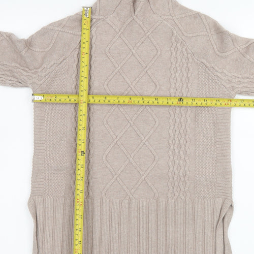 Cyrus Womens Beige Cable-Knit Mock Neck Pullover Jumper XS