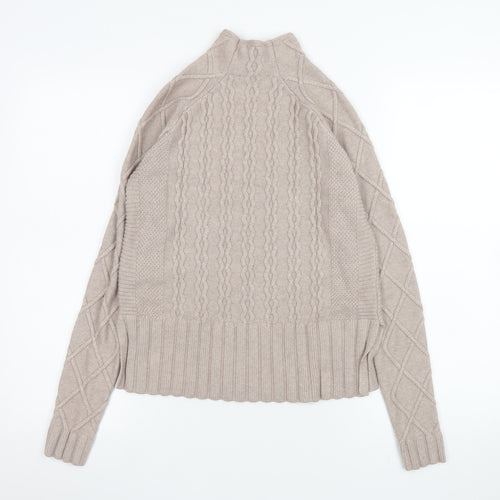 Cyrus Womens Beige Cable-Knit Mock Neck Pullover Jumper XS