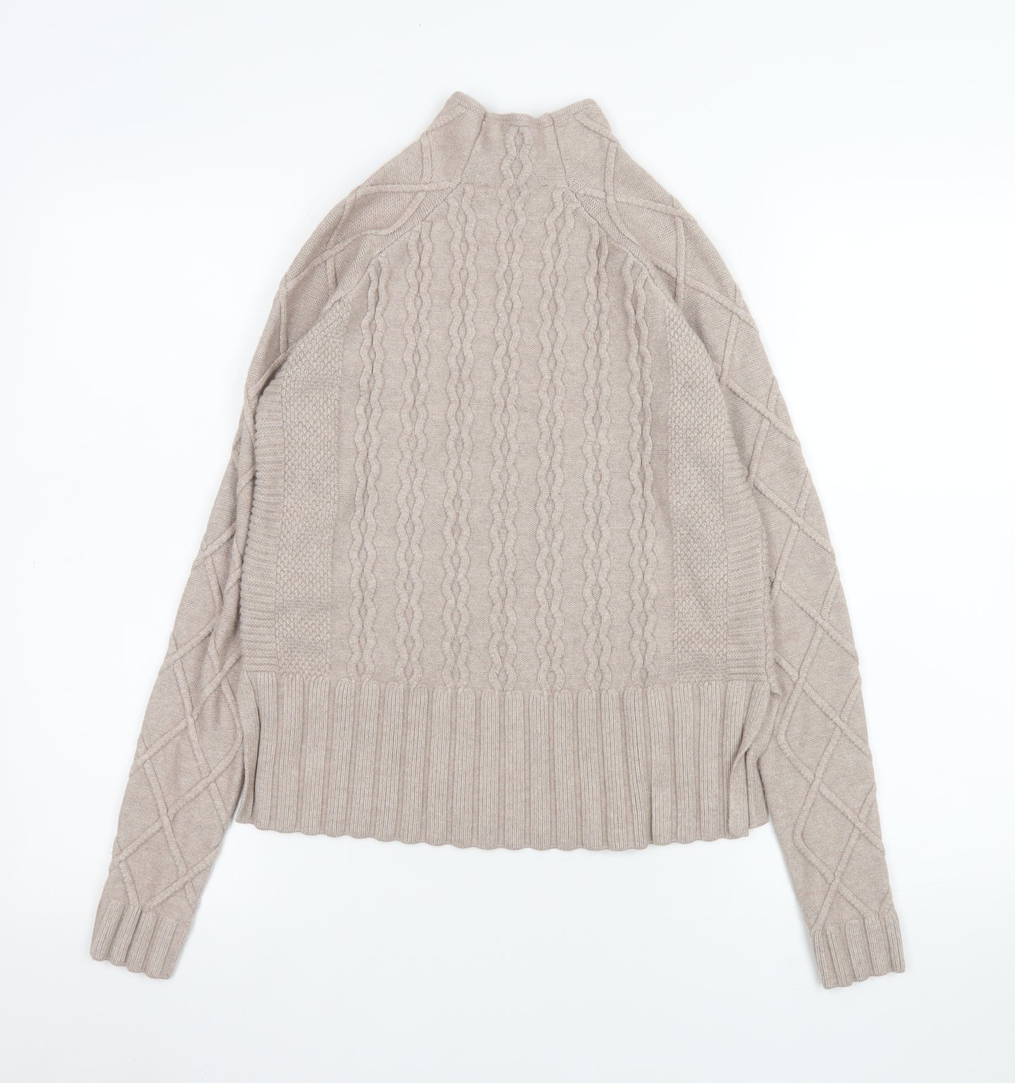 Cyrus Womens Beige Cable-Knit Mock Neck Pullover Jumper XS
