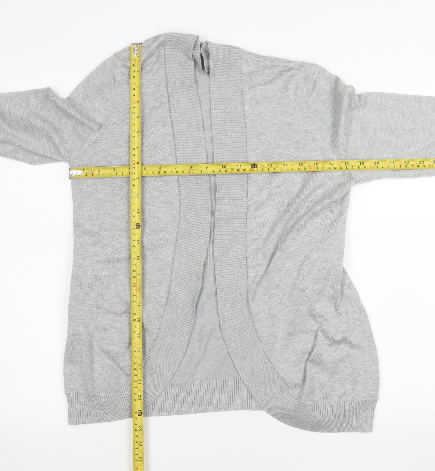 89th & Madison Women's Grey Knit Open Cardigan Size M