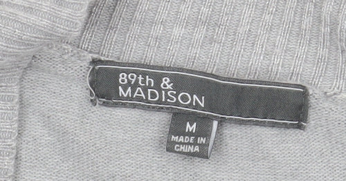 89th & Madison Women's Grey Knit Open Cardigan Size M