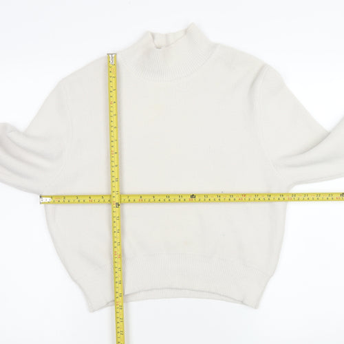 Zara Women’s Ivory Mock Neck Knit Pullover Jumper Size L