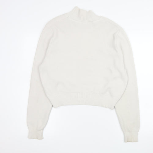 Zara Women’s Ivory Mock Neck Knit Pullover Jumper Size L