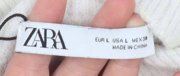 Zara Women’s Ivory Mock Neck Knit Pullover Jumper Size L