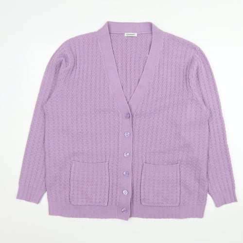 Damart Women’s Purple Acrylic Knit V-Neck Long Sleeve Cardigan Size 18