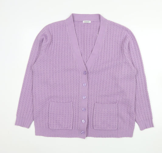 Damart Women’s Purple Acrylic Knit V-Neck Long Sleeve Cardigan Size 18
