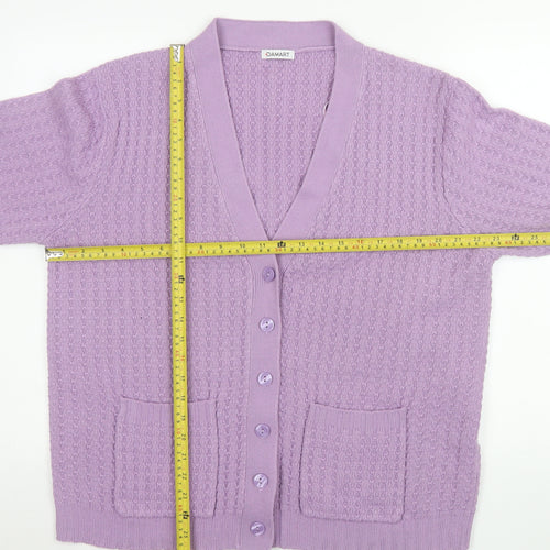 Damart Women’s Purple Acrylic Knit V-Neck Long Sleeve Cardigan Size 18
