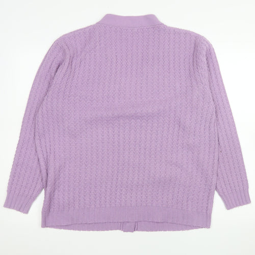 Damart Women’s Purple Acrylic Knit V-Neck Long Sleeve Cardigan Size 18