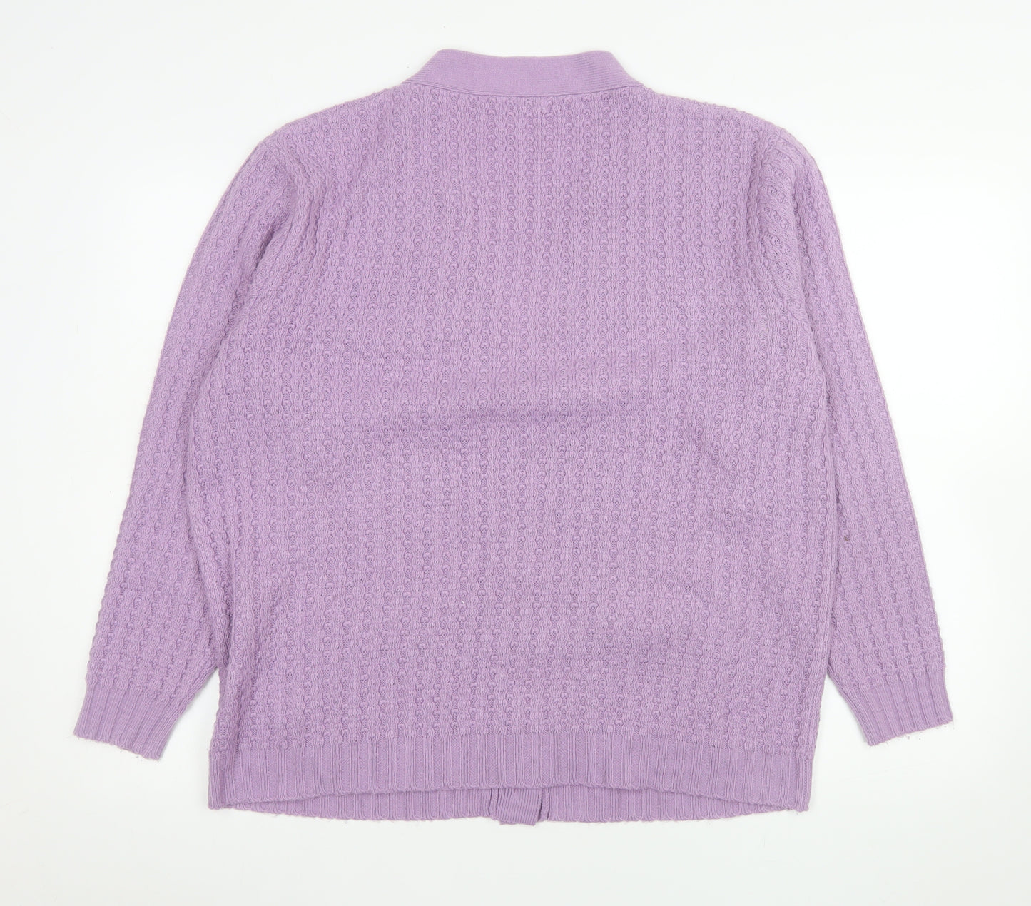 Damart Women’s Purple Acrylic Knit V-Neck Long Sleeve Cardigan Size 18