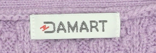 Damart Women’s Purple Acrylic Knit V-Neck Long Sleeve Cardigan Size 18