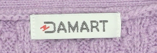 Damart Women’s Purple Acrylic Knit V-Neck Long Sleeve Cardigan Size 18
