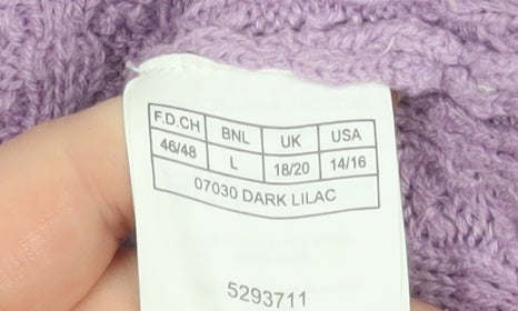 Damart Women’s Purple Acrylic Knit V-Neck Long Sleeve Cardigan Size 18