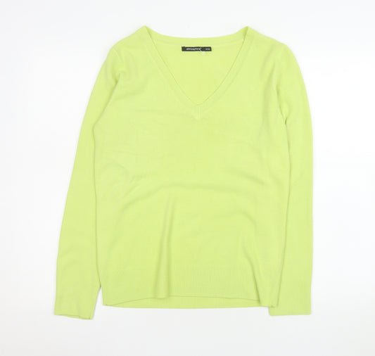 Atmosphere Women's Green V-Neck Acrylic Pullover Jumper Size 14