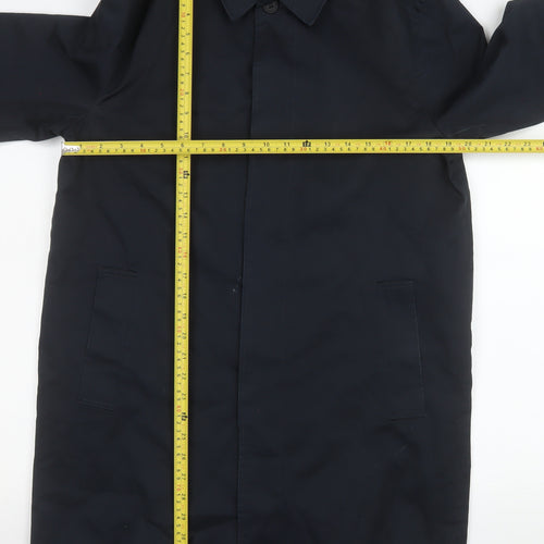 New Look Men Blue Cotton Acrylic Long Trench Coat M Regular