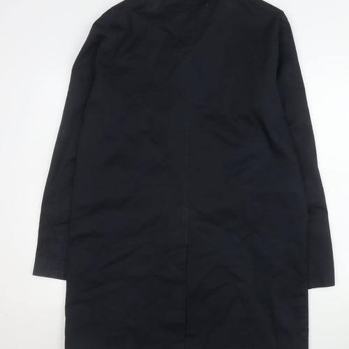 New Look Men Blue Cotton Acrylic Long Trench Coat M Regular