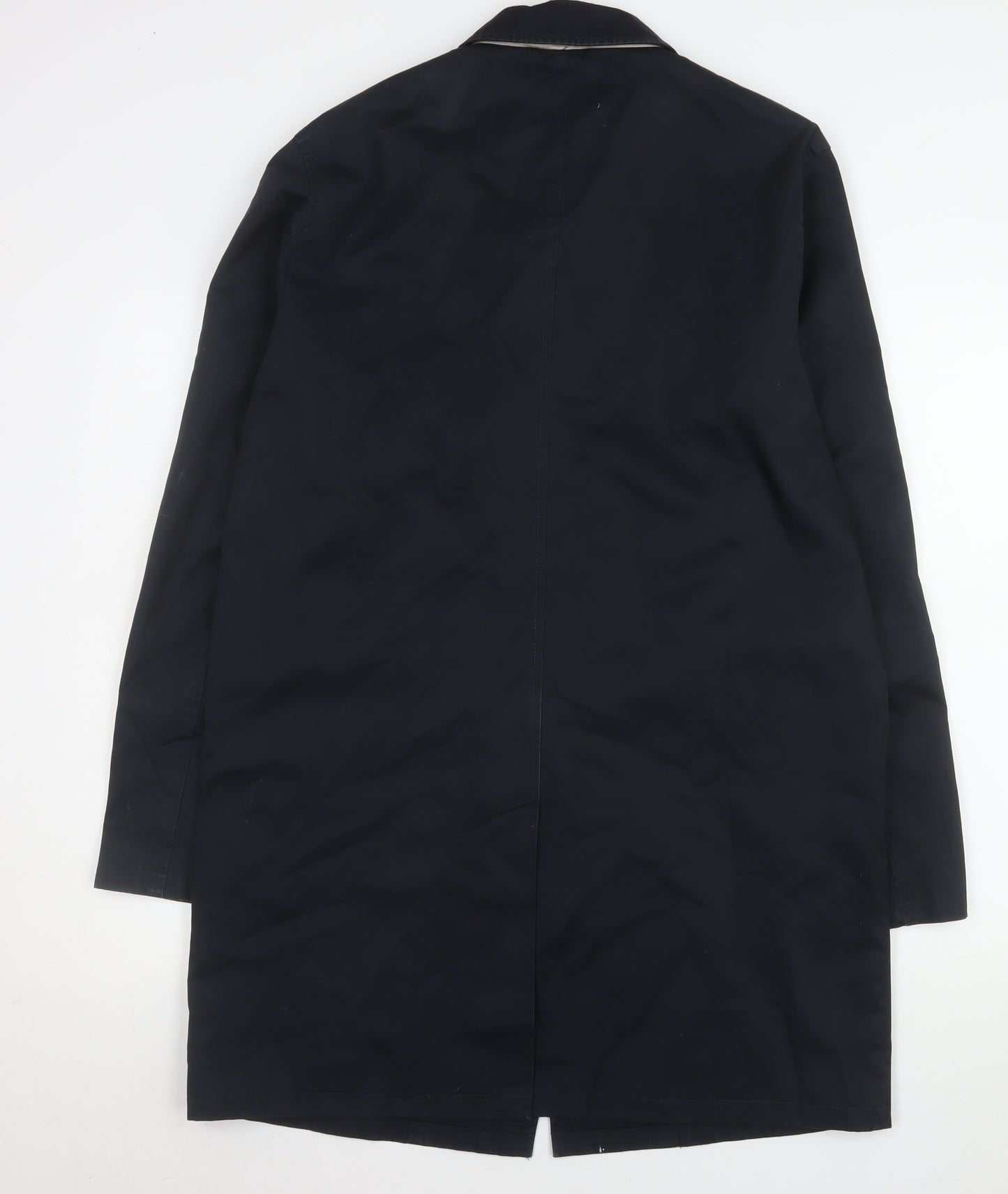 New Look Men Blue Cotton Acrylic Long Trench Coat M Regular