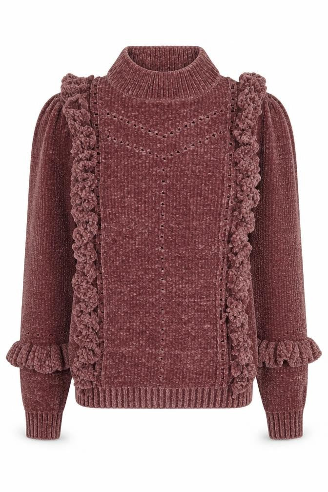 River Island Women Pink Ruffle Knit Roll Neck Jumper Size 10
