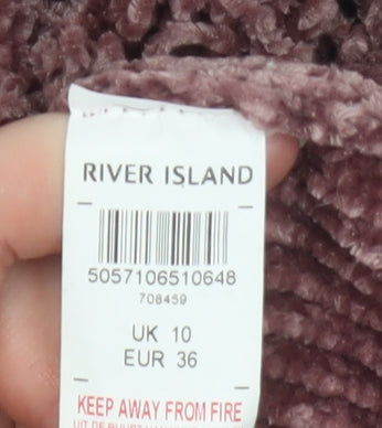 River Island Women Pink Ruffle Knit Roll Neck Jumper Size 10