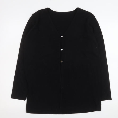 BHS Womens Black Acrylic V-Neck Long Sleeve Cardigan Size 14